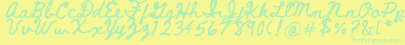 Beth Ellen 2 0 Font – Green Fonts on Yellow Background