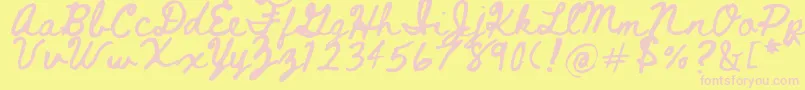 Beth Ellen 2 0-fontti – vaaleanpunaiset fontit keltaisella taustalla