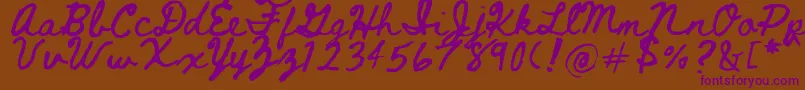 フォントBeth Ellen 2 0 – 紫色のフォント、茶色の背景