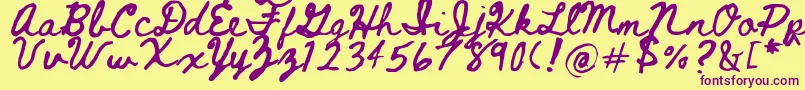 Beth Ellen 2 0-fontti – violetit fontit keltaisella taustalla