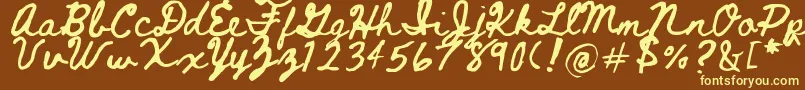 Beth Ellen 2 0-fontti – keltaiset fontit ruskealla taustalla