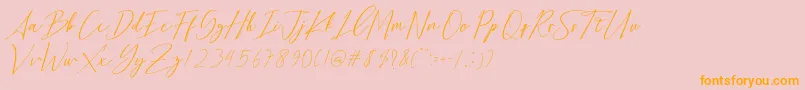 Bethany Script Dafont-Schriftart – Orangefarbene Schriften auf rosa Hintergrund