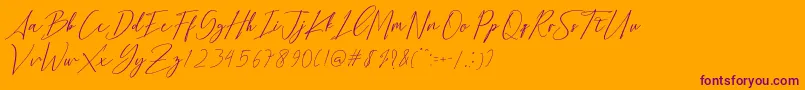 Bethany Script Dafont-Schriftart – Violette Schriften auf orangefarbenem Hintergrund