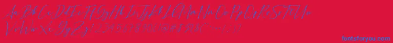 Fonte Bethany Script Dafont – fontes azuis em um fundo vermelho