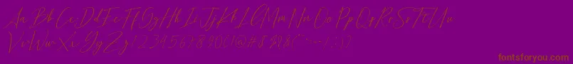 Bethany Script Dafont-Schriftart – Braune Schriften auf violettem Hintergrund