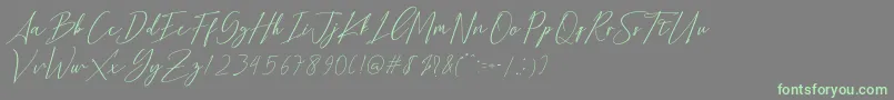 Bethany Script Dafontフォントについての詳細 フォントBethany Script Dafont – 灰色の背景に緑のフォント