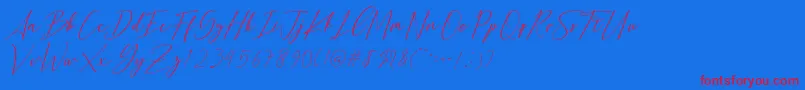 Подробнее о шрифте Bethany Script Dafont Шрифт Bethany Script Dafont – красные шрифты на синем фоне