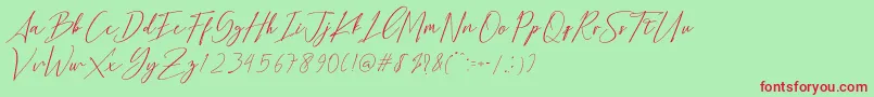 フォントBethany Script Dafont – 赤い文字の緑の背景