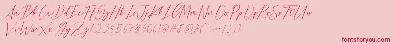Bethany Script Dafont-Schriftart – Rote Schriften auf rosa Hintergrund