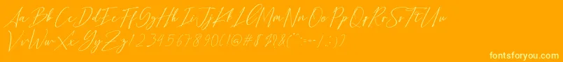 Подробнее о шрифте Bethany Script Dafont Шрифт Bethany Script Dafont – жёлтые шрифты на оранжевом фоне
