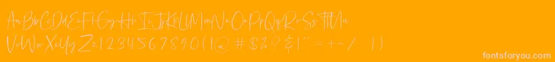 Bethoven-Schriftart – Rosa Schriften auf orangefarbenem Hintergrund