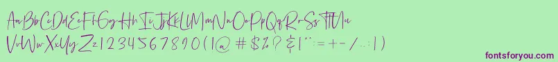 Шрифт Bethoven – фиолетовые шрифты на зелёном фоне