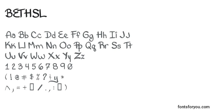 Fuente BETHSL   (121165) - alfabeto, números, caracteres especiales