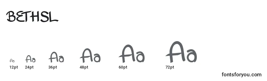 Размеры шрифта BETHSL   (121165)