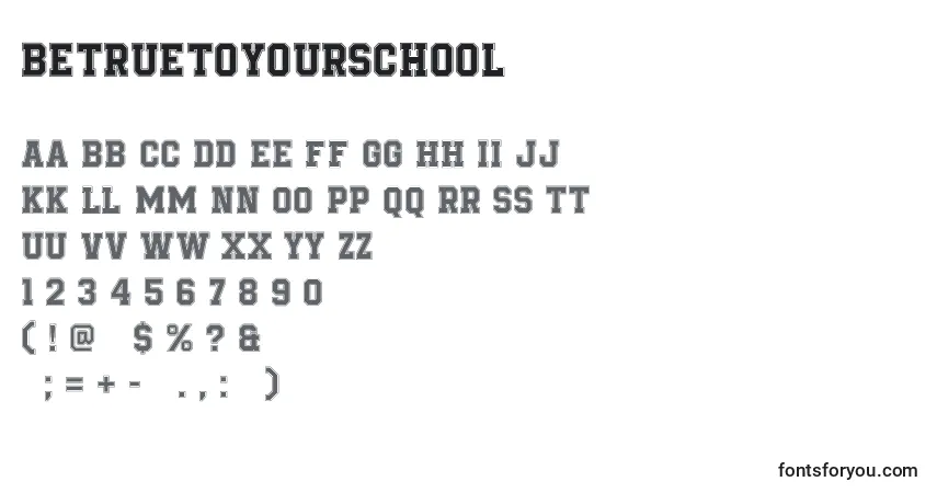 BeTrueToYourSchool-fontti – aakkoset, numerot, erikoismerkit