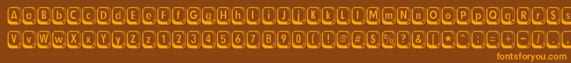 betsy flanagan-Schriftart – Orangefarbene Schriften auf braunem Hintergrund