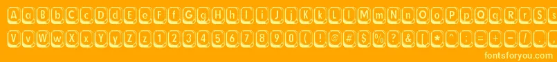 betsy flanagan-Schriftart – Gelbe Schriften auf orangefarbenem Hintergrund