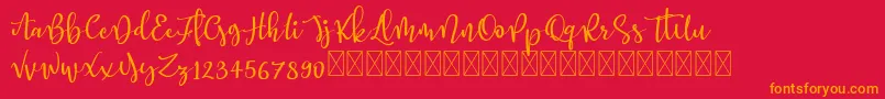 Better Memories demo Font – Orange Fonts on Red Background