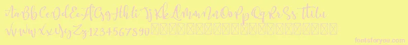 Better Memories demo-fontti – vaaleanpunaiset fontit keltaisella taustalla
