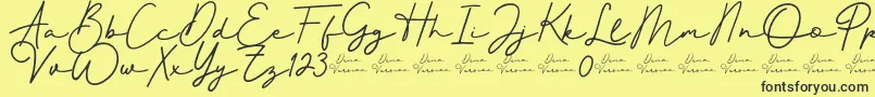 Better Signature Font-fontti – mustat fontit keltaisella taustalla