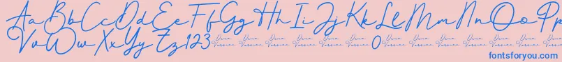 Better Signature Font-Schriftart – Blaue Schriften auf rosa Hintergrund