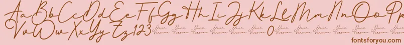 Fonte Better Signature Font – fontes marrons em um fundo rosa