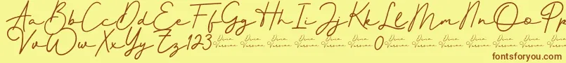 Шрифт Better Signature Font – коричневые шрифты на жёлтом фоне