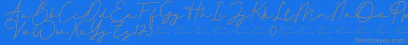 Better Signature Font-Schriftart – Graue Schriften auf blauem Hintergrund