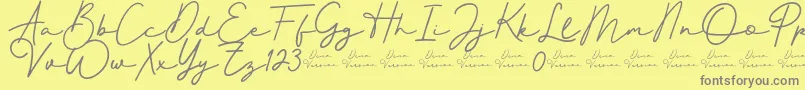 Fonte Better Signature Font – fontes cinzas em um fundo amarelo