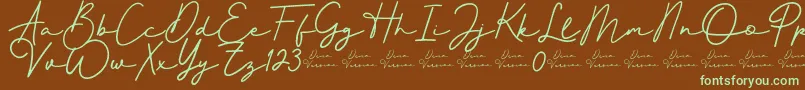 Шрифт Better Signature Font – зелёные шрифты на коричневом фоне