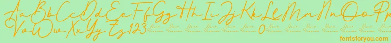 Better Signature Font-Schriftart – Orangefarbene Schriften auf grünem Hintergrund