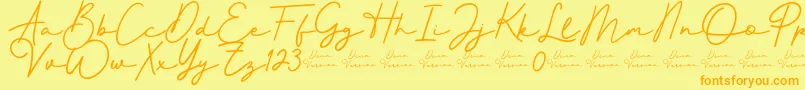 Fonte Better Signature Font – fontes laranjas em um fundo amarelo