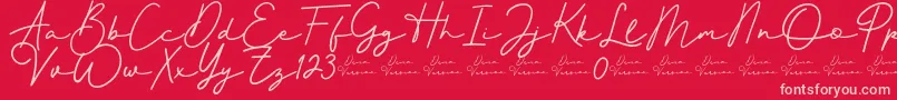 Fonte Better Signature Font – fontes rosa em um fundo vermelho