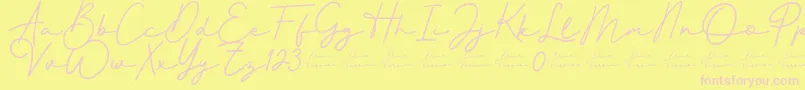 フォントBetter Signature Font – ピンクのフォント、黄色の背景