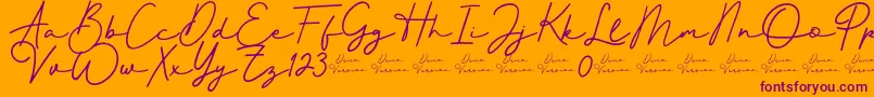 Czcionka Better Signature Font – fioletowe czcionki na pomarańczowym tle