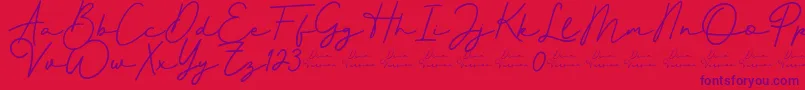 Better Signature Font-Schriftart – Violette Schriften auf rotem Hintergrund