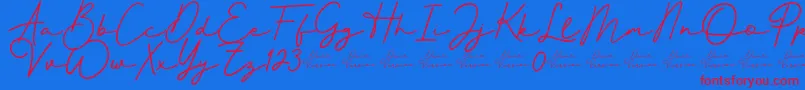 Better Signature Font Font – Red Fonts on Blue Background