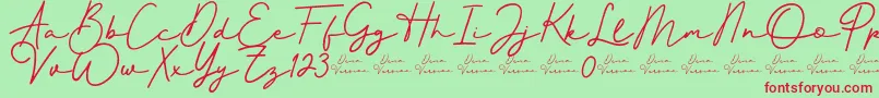 Better Signature Font-Schriftart – Rote Schriften auf grünem Hintergrund