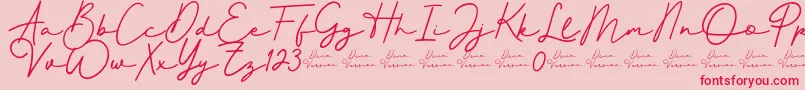 Better Signature Font-Schriftart – Rote Schriften auf rosa Hintergrund