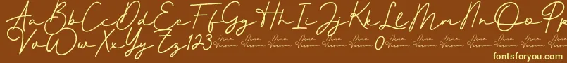 フォントBetter Signature Font – 黄色のフォント、茶色の背景