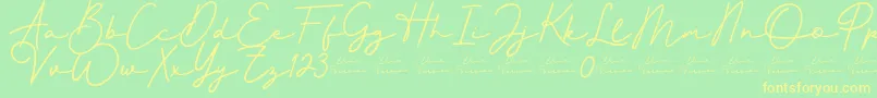 Шрифт Better Signature Font – жёлтые шрифты на зелёном фоне