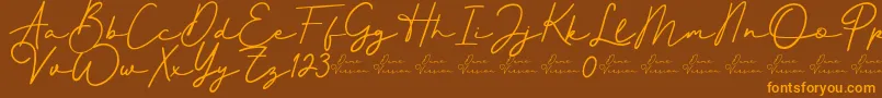 Better Signature Font-Schriftart – Orangefarbene Schriften auf braunem Hintergrund