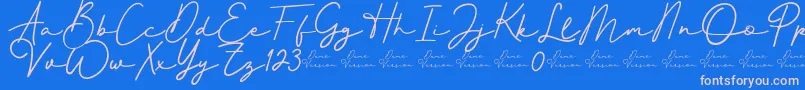 フォントBetter Signature Font – ピンクの文字、青い背景