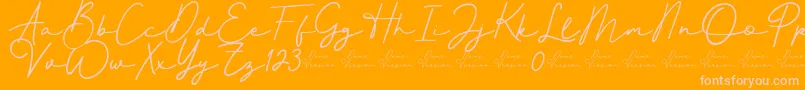 Better Signature Font-Schriftart – Rosa Schriften auf orangefarbenem Hintergrund