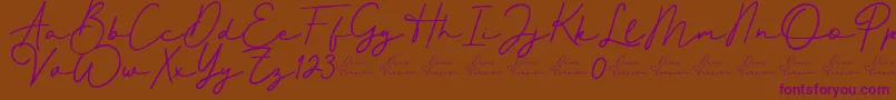 Better Signature Font-Schriftart – Violette Schriften auf braunem Hintergrund