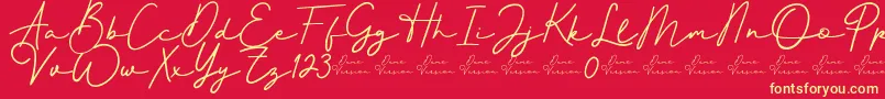 フォントBetter Signature Font – 黄色の文字、赤い背景