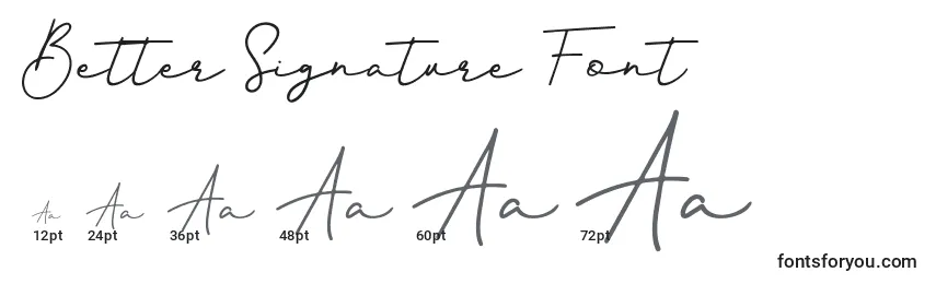 Tamaños de fuente Better Signature Font (121176)