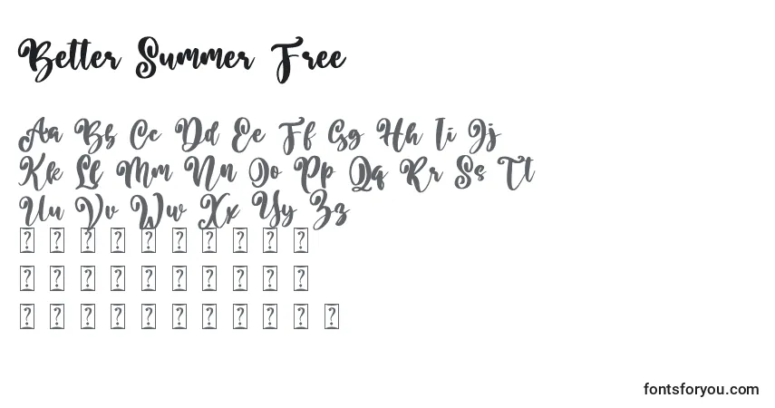 Schriftart Better Summer Free – Alphabet, Zahlen, spezielle Symbole