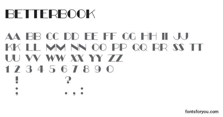 BetterBook-fontti – aakkoset, numerot, erikoismerkit