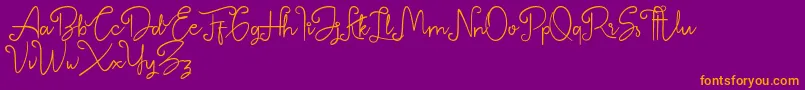 フォントBetterlyne Personal Use Only – 紫色の背景にオレンジのフォント